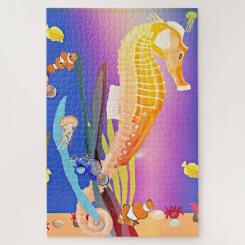 Colourful Seahorse and Tropical Fish Under water Jigsaw Puzzle