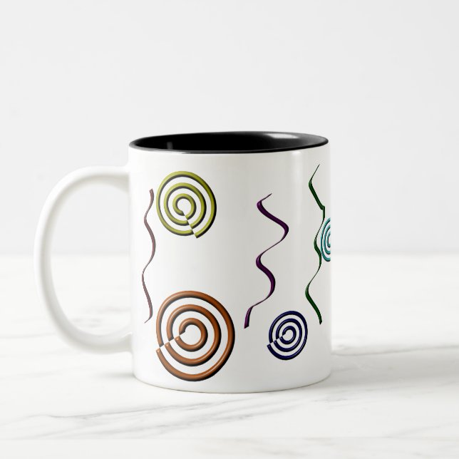 Colourful Shapes Two-Tone Coffee Mug (Left)
