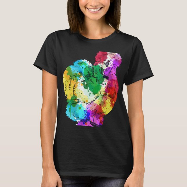 Colourful Silk Chicken Fan Animal T-Shirt (Front)