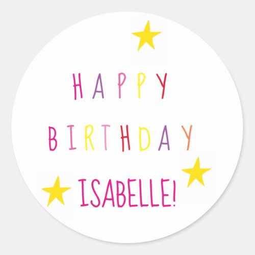 Colourful Simple Happy Birthday Round Sticker