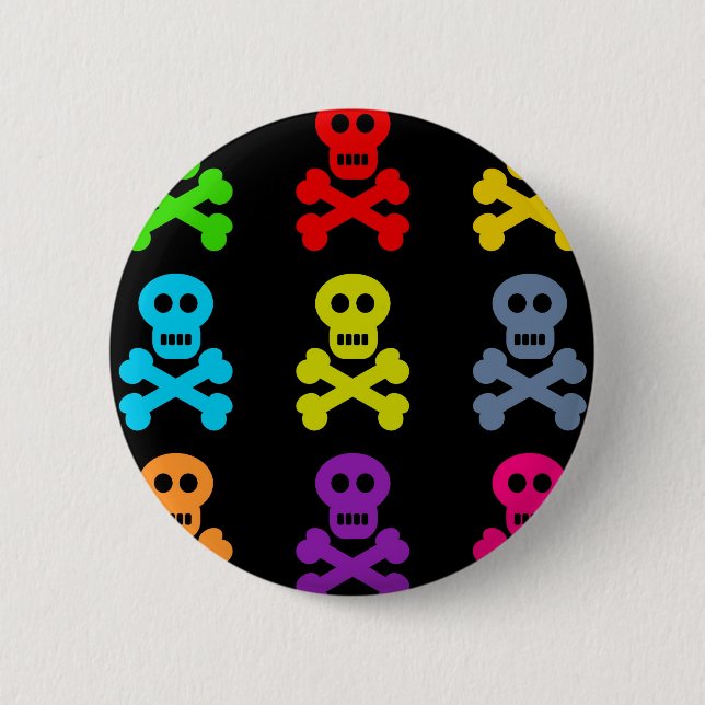 Colourful Skulls Pinback Button (Front)