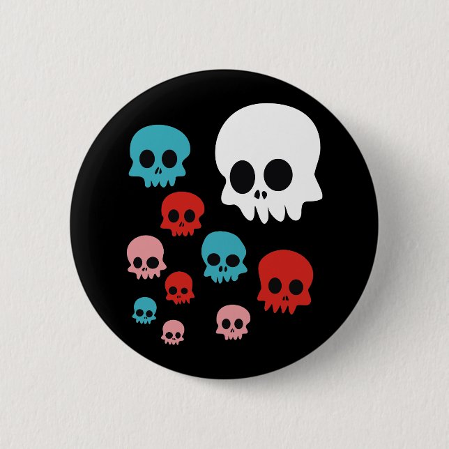 Colourful Skulls Pinback Button (Front)