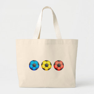 Colourful Soccer Balls Large Tote Bag