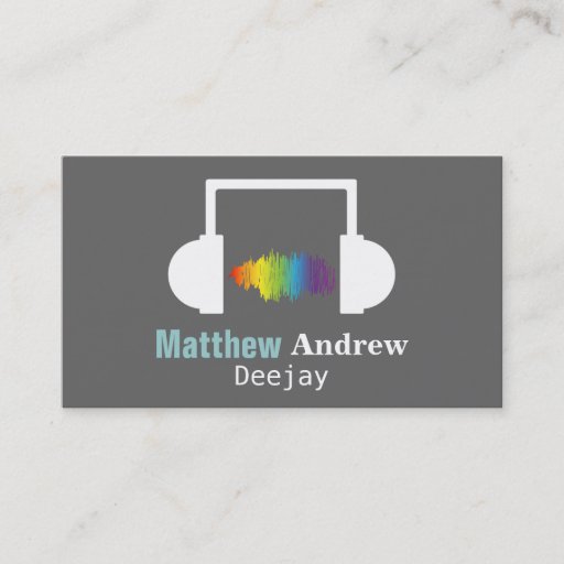 Customizable Colourful Sound Waves, Deejay, DJ Business Card