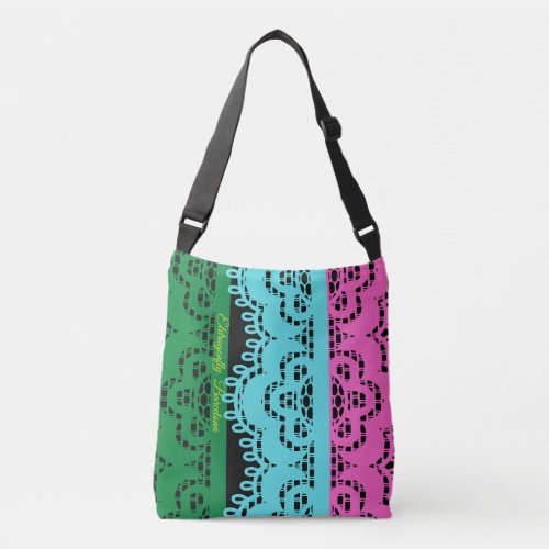 Colourful Spanish lace floral design_no4 Crossbody Bag