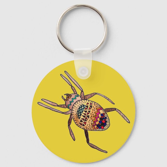 Colourful Spider arachnid art Keychain (Front)