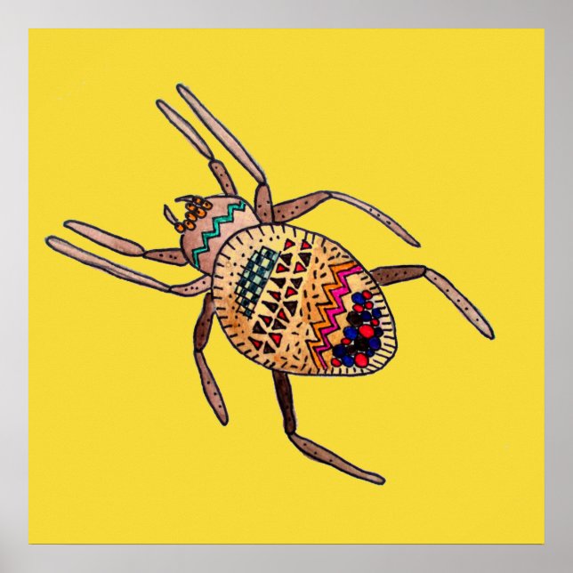 Colourful Spider arachnid art Poster (Front)