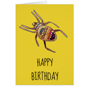 Colourful Spider birthday arachnid art Cards