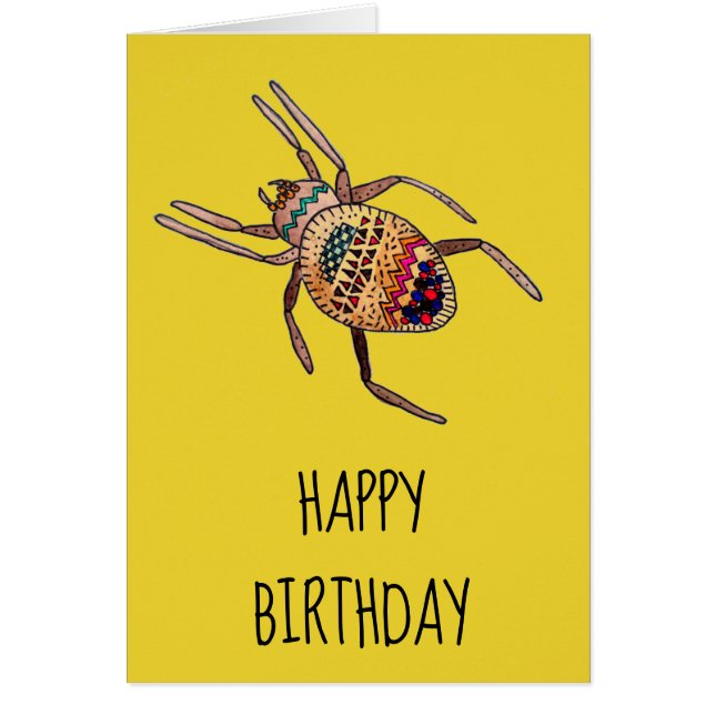 Colourful Spider birthday arachnid art Cards (Front)