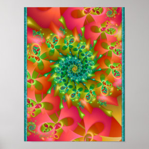Colourful Spinning Hearts Poster