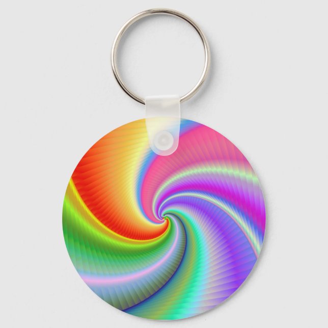 Colourful Spiral Fractal Keyring (Front)