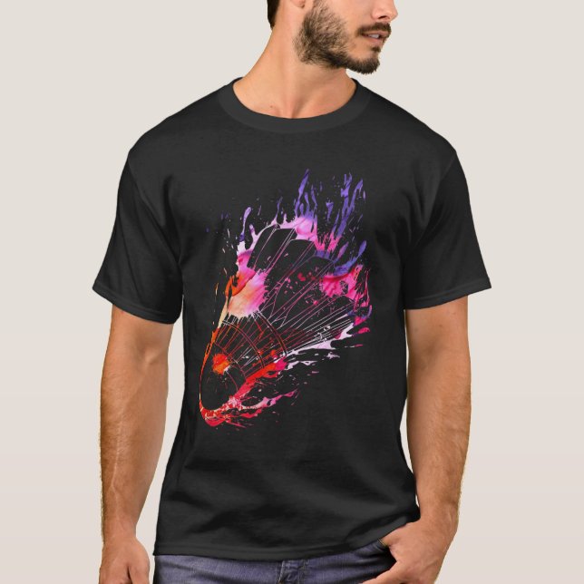 Colourful Splash Badminton Shuttle  T-Shirt (Front)