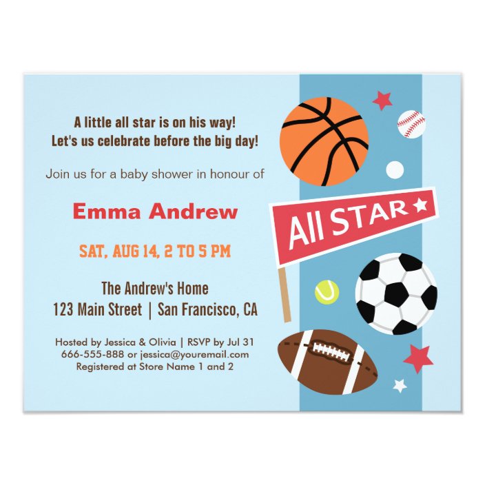 sports themed baby shower invitations