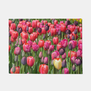 Colourful spring tulips doormat