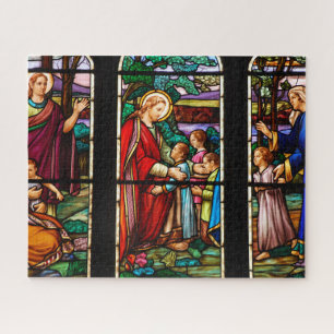 Colourful stained glass jigsaw puzzle