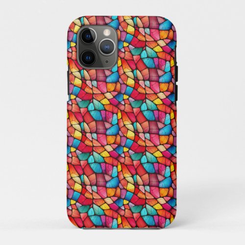 Colourful Stained Glass Pattern background iPhone 11 Pro Case