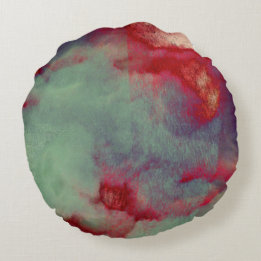 Colourful stormy clouds abstract brush stroke art round pillow