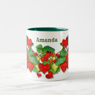 Colourful Strawberries personalizable Two-Tone Coffee Mug