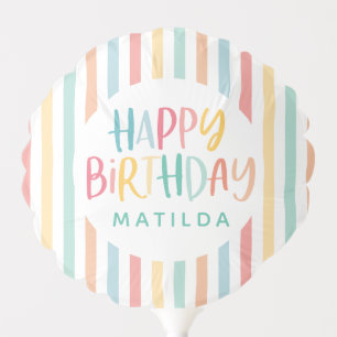 Colourful striped rainbow birthday party balloon