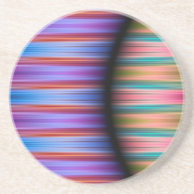 Colourful stripes pattern sandstone coaster (Front)