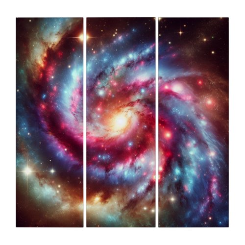 Colourful Stunning Galaxy  Triptych