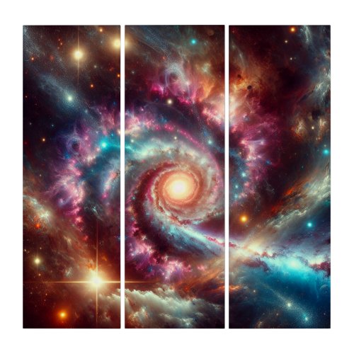 Colourful Stunning Galaxy  Triptych