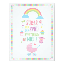 Colourful Sugar and Spice Girls Baby Shower Card