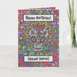Colourful Sugar Skull Art Personalised Holiday Card