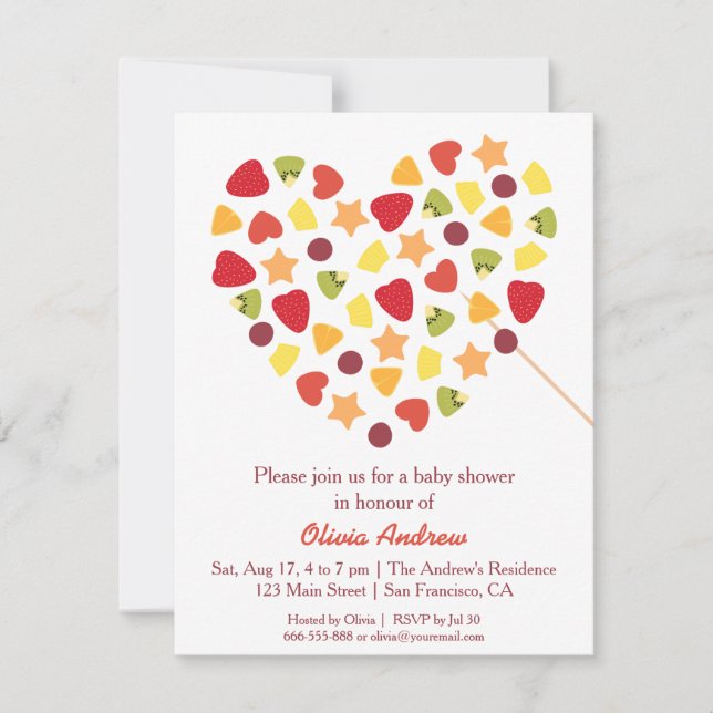 Colourful Summer Tropical Fruit Baby Shower Invitation (Front)