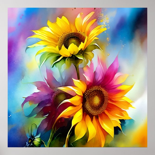 Colourful Sunflower Poster (Front)
