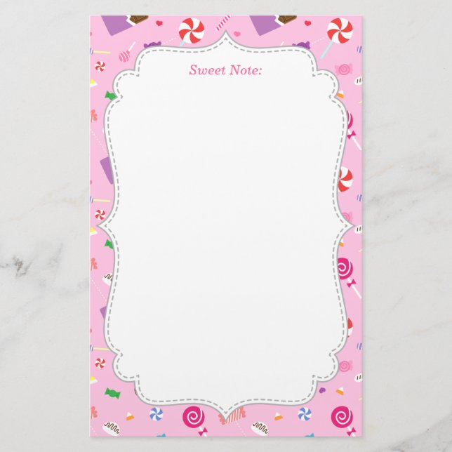 Colourful Sweet Candy Pattern For Girls Stationery (Front)