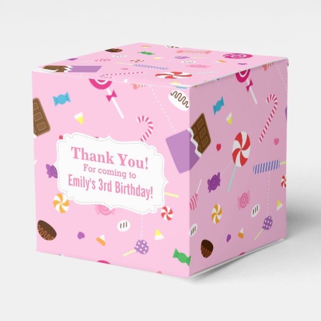 Colourful Sweet Candy Pink Pattern Party Favor Box (Front Side)