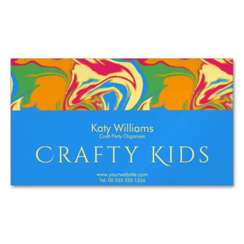 Colourful Swirling Paint Business Card Magnet