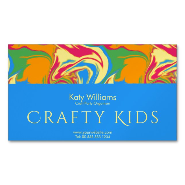 Colourful Swirling Paint Business Card Magnet (Front)