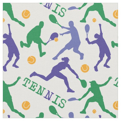 Colourful tennis silhouettes1 customizable fabric