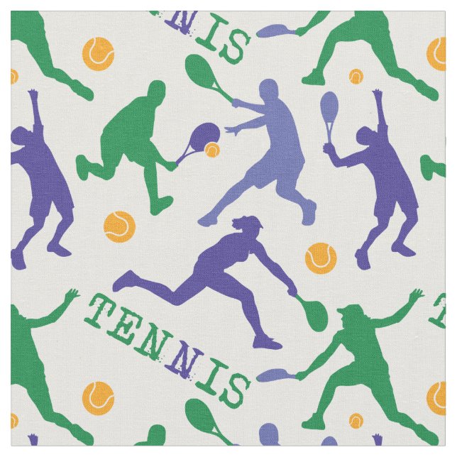 Colourful tennis silhouettes1 customizable fabric (Close Up)
