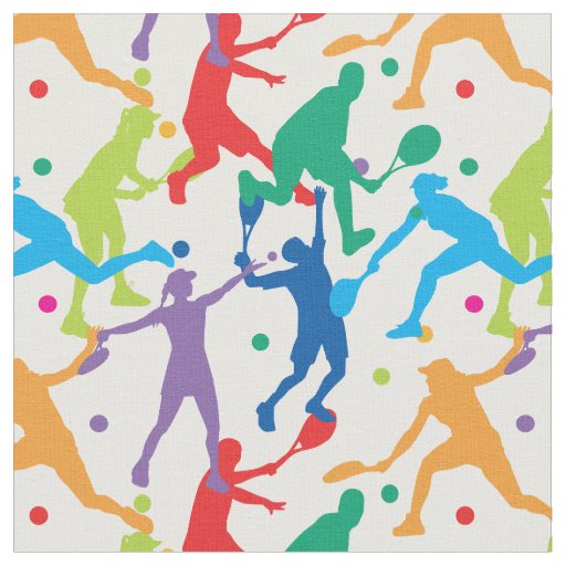 Colourful tennis silhouettes white,  custom size fabric