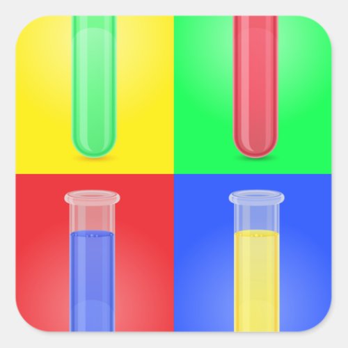 Colourful Test Tubes Square Sticker
