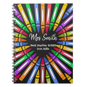 Colourful Thank You  Teacher Big Heart Crayon Notebook by GenerationIns at Zazzle