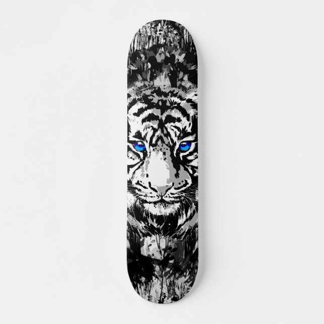 Colourful Tiger Head - Retro Tiger Skateboard (Front)