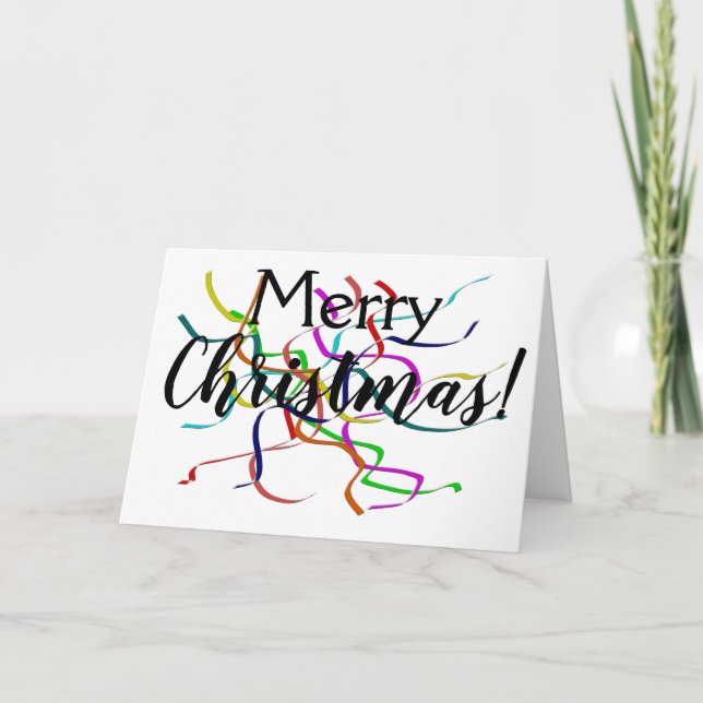 Colourful Tinsel Christmas Holiday Card (Front)