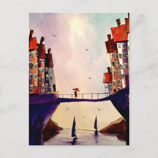 Colourful town art # 6 postcard