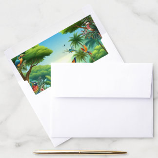 Colourful Tropical Birds among Vibrant, Lush Plant Envelope Liner