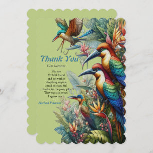 Colourful Tropical Birds & Vibrant Lush Plants Thank You Card
