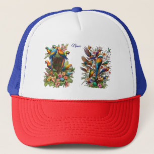 Colourful Tropical Birds & Vibrant Lush Plants Trucker Hat