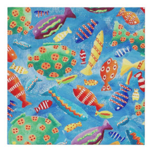 Colourful Tropical Fish Painting Faux Canvas Print