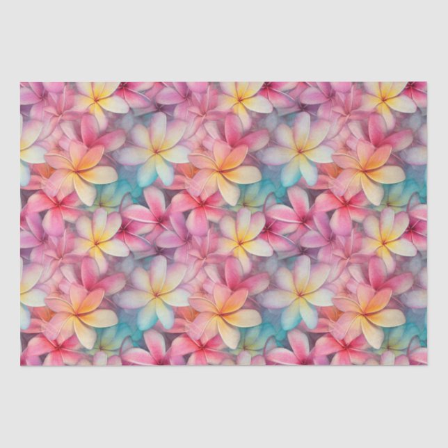 Colourful Tropical Plumeria Frangipani Tissue Paper (Front)