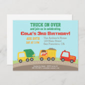 Colourful Truck Boys Birthday Party Invitations (Front/Back)