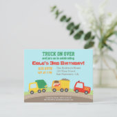 Colourful Truck Boys Birthday Party Invitations (Standing Front)