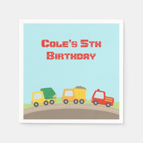 Colourful Truck Boys Birthday Party Supplies Napkins